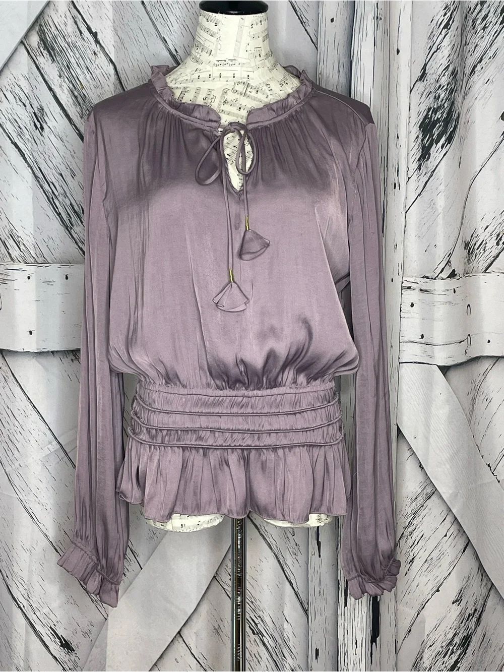 Anthropologie Current Air Aurelie Long Balloon Sleeve Blouse L